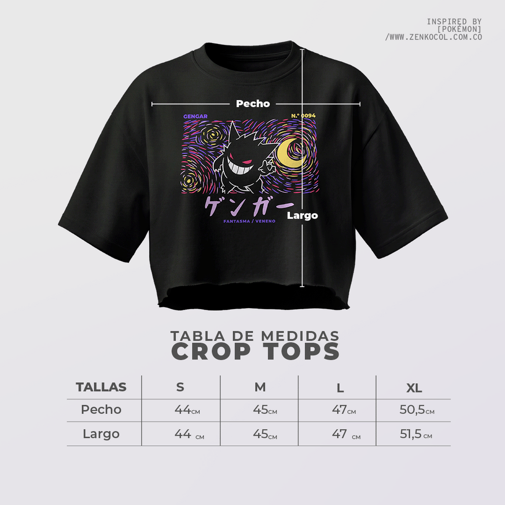 Crop top - Gengar "La noche estrellada de van gogh"